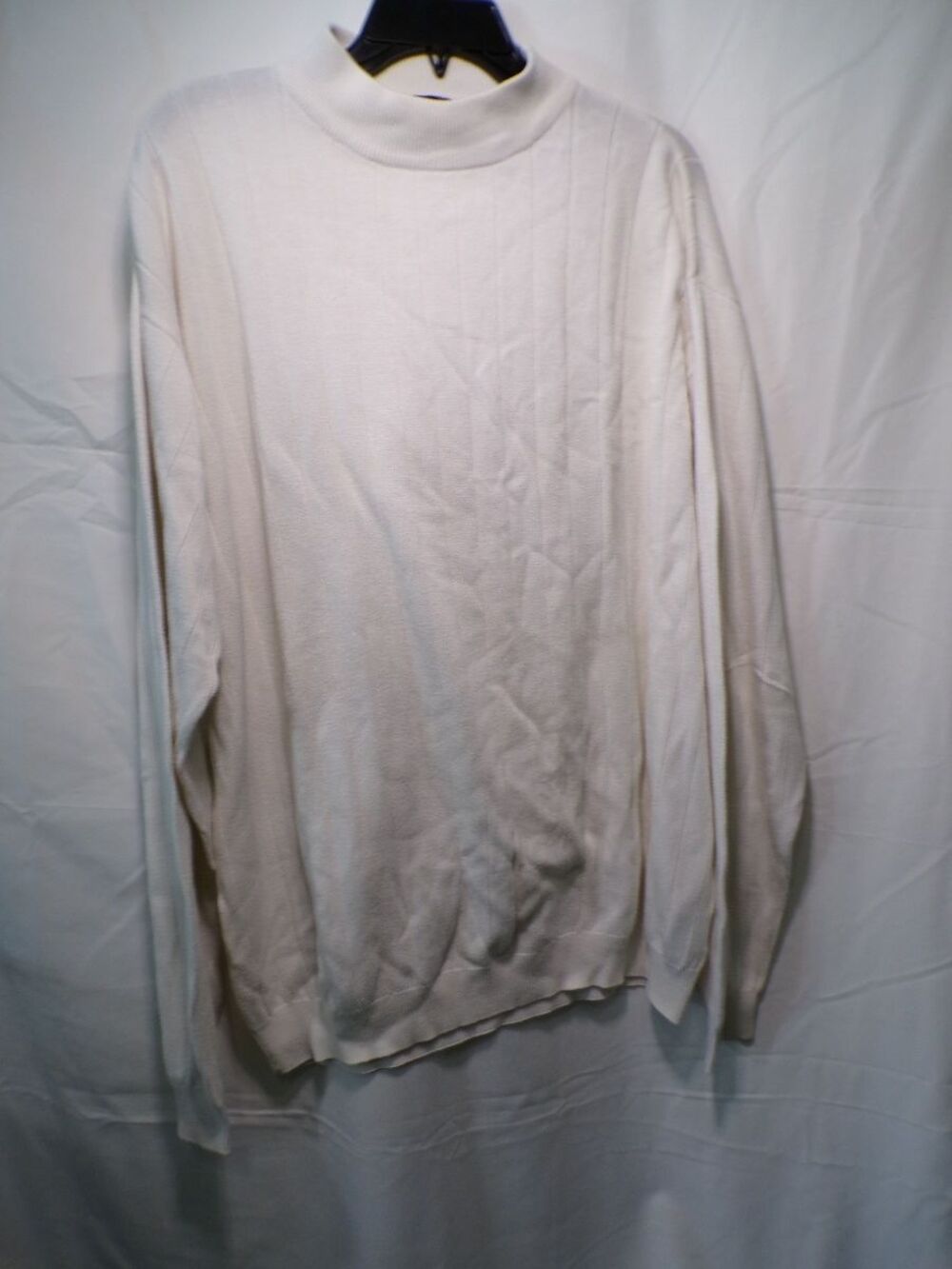 J. Ferrar Men's XLT Mock Neck Pullover Sweater Ivory Rayon Cotton